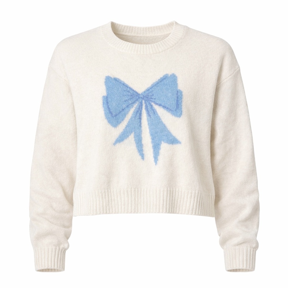 Jessica Simpson Cream Sweater with Blue Bow